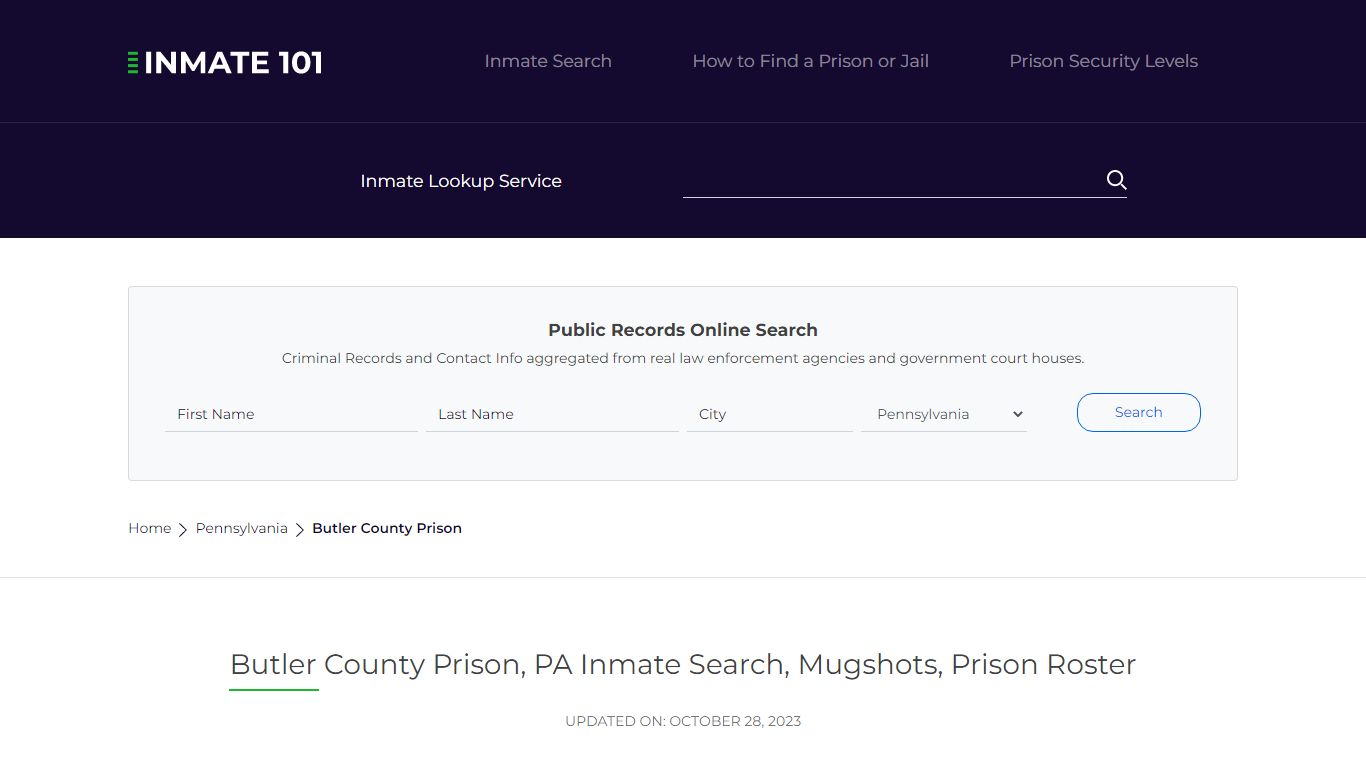 Butler County Prison, PA Inmate Search, Mugshots, Prison Roster